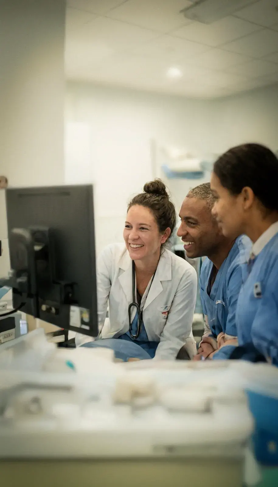 A care team reviewing a patient's case together